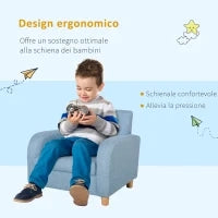 Poltrona per Bambini in Tessuto per Cameretta con Imbottitura, Max. 65 kg, 49x45x44 cm, Blu