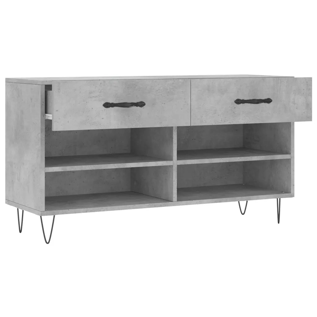 Panca Porta Scarpe | Scarpiera | Mobile per scarpe Grigio Cemento 102x35x55cm Legno Multistrato