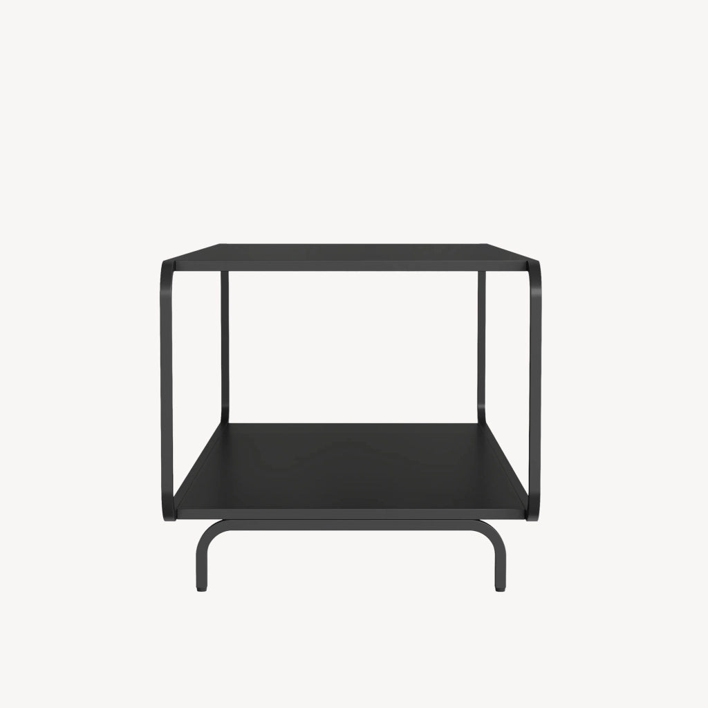 Tavolino da Salotto Færder in Acciaio con Doppio Ripiano 115x50x45 cm Nero opaco [en.casa]