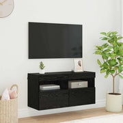 Mobile TV da parete con LED Rovere Nero 80 x 30 x 40 cm 882981