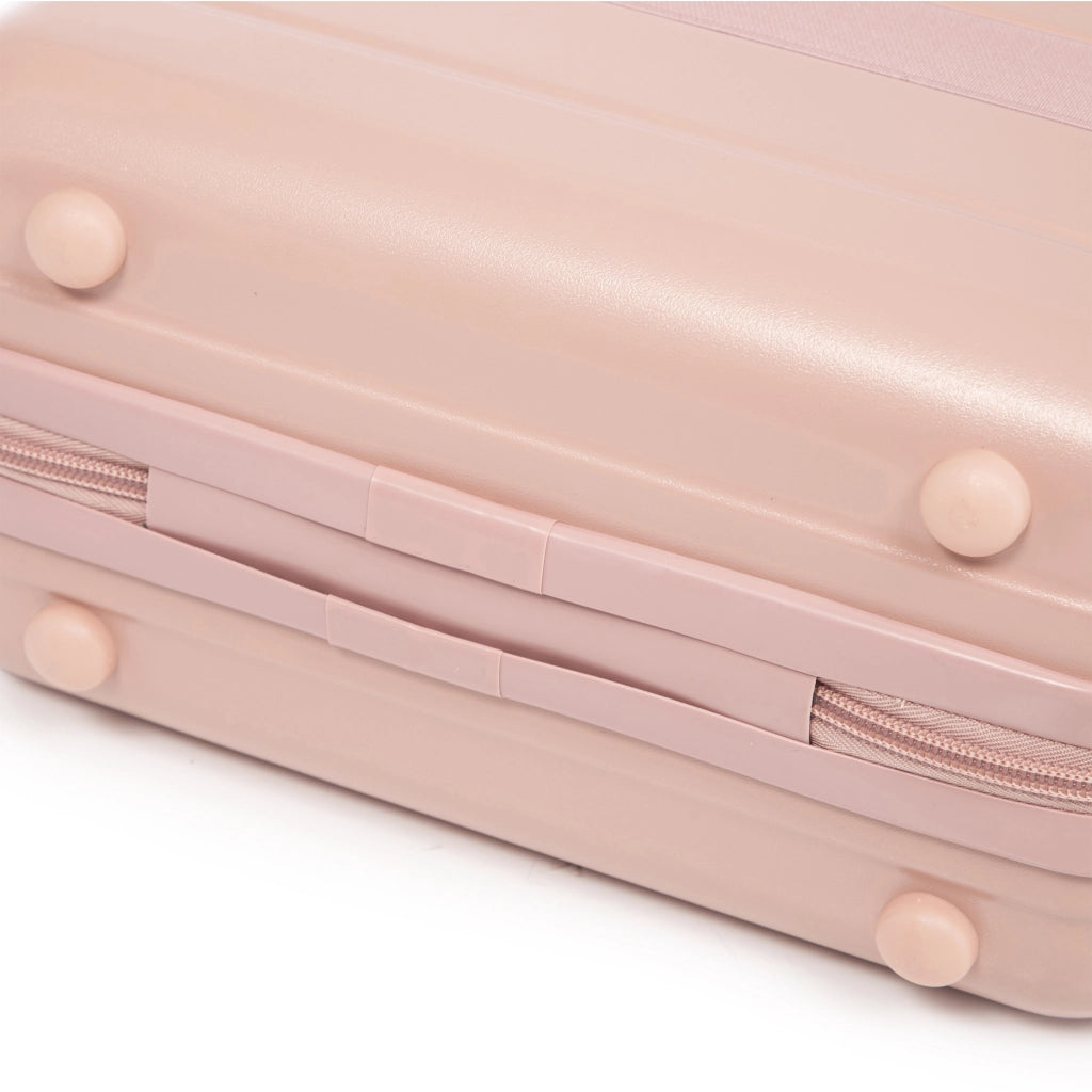 Carrello pieghevole 2 pezzi in ABS rigido con valigia 19 pollici e beauty case 14 pollici rosa
