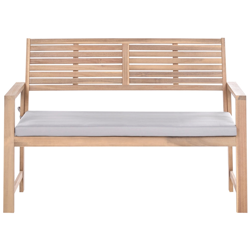 Set da giardino grigio in legno di acacia certificato con tessuto 4 posti con tavolino divano 2 sedie resistenti all'acqua e ai raggi UV