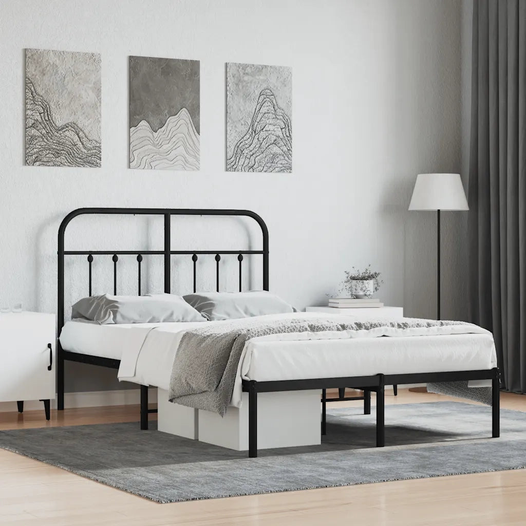 Giroletto con Testiera-Struttura Letto con testiera in Metallo Nero 120x200 cm 202345