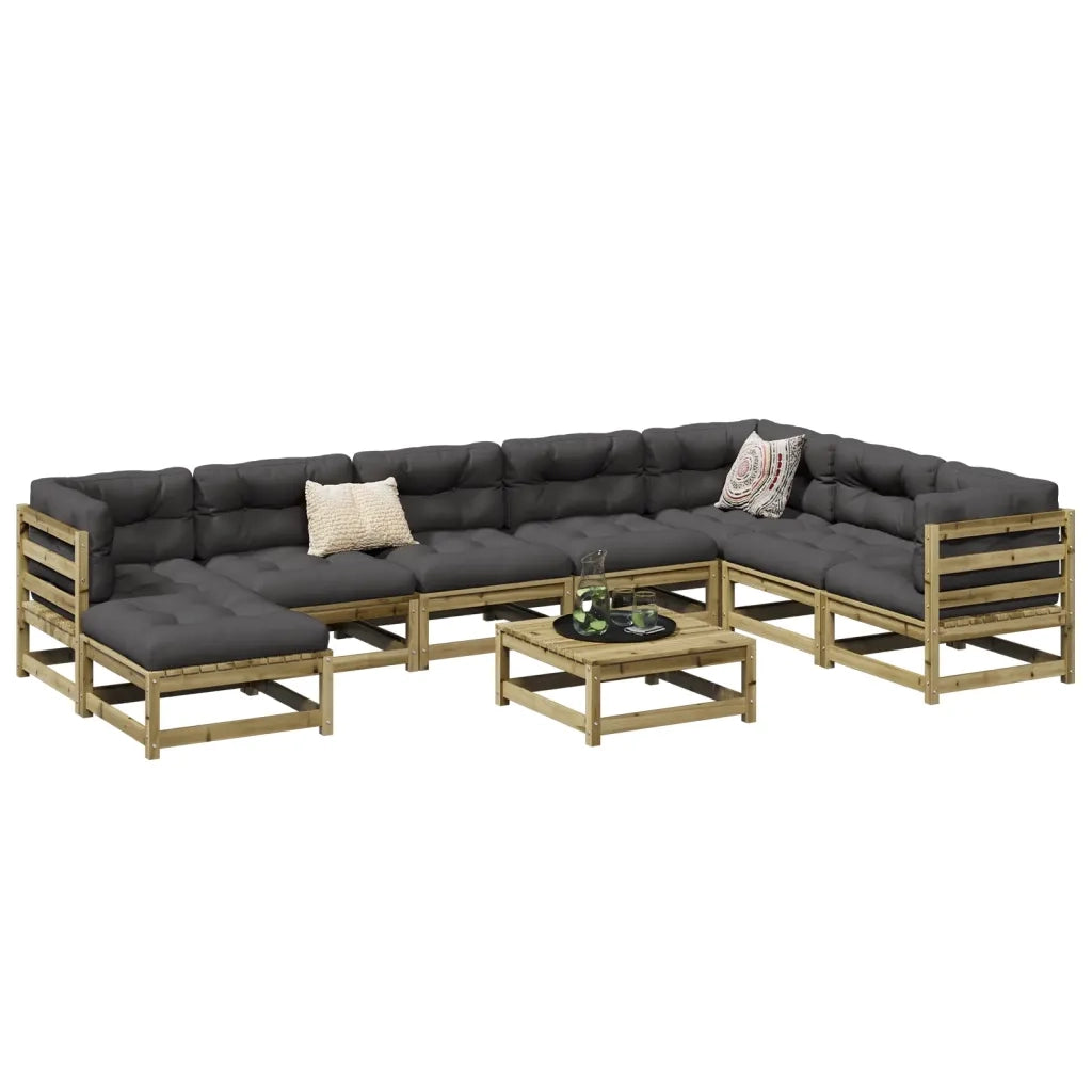 Set Divani da Giardino 9 pz in Legno Impregnato di Pino 3299584