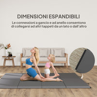 Tappetino Ginnastica Pieghevole 240x120x5 cm Antiscivolo Materassino Fitness Grigio