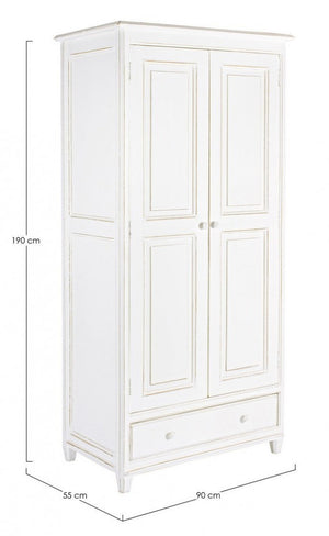 Mobile Armadio 90x55x190 cm 2 Ante 1 Cassetto Colette