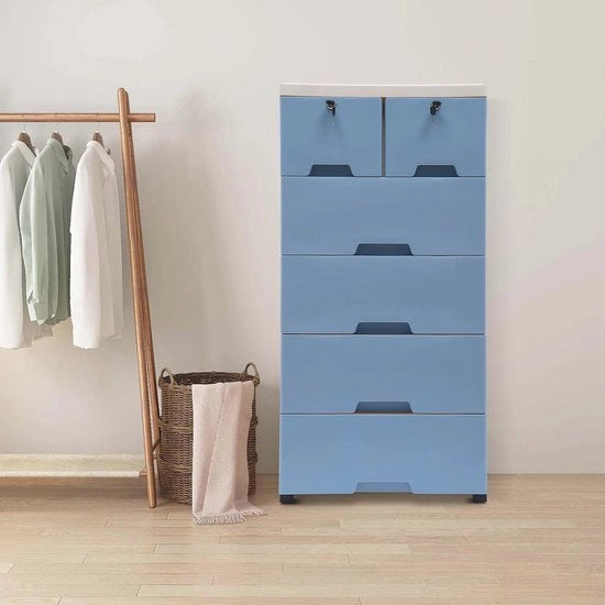 Larekast spaziale con 6 cassettoni e ruote per camera da letto o bagno