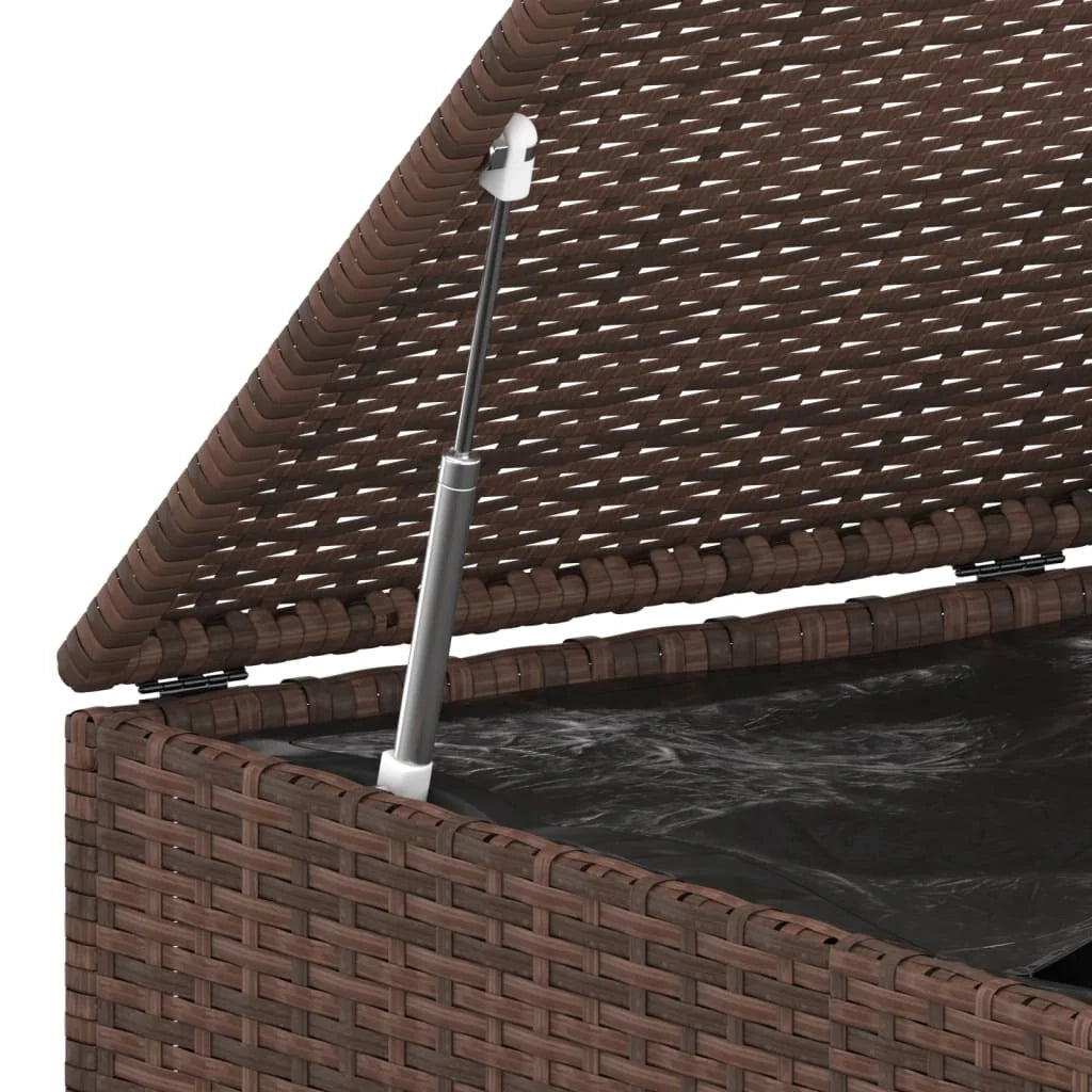 Contenitore per cuscini da giardino in resina intrecciata 145 x 100 x 103 cm marrone 02_0013162