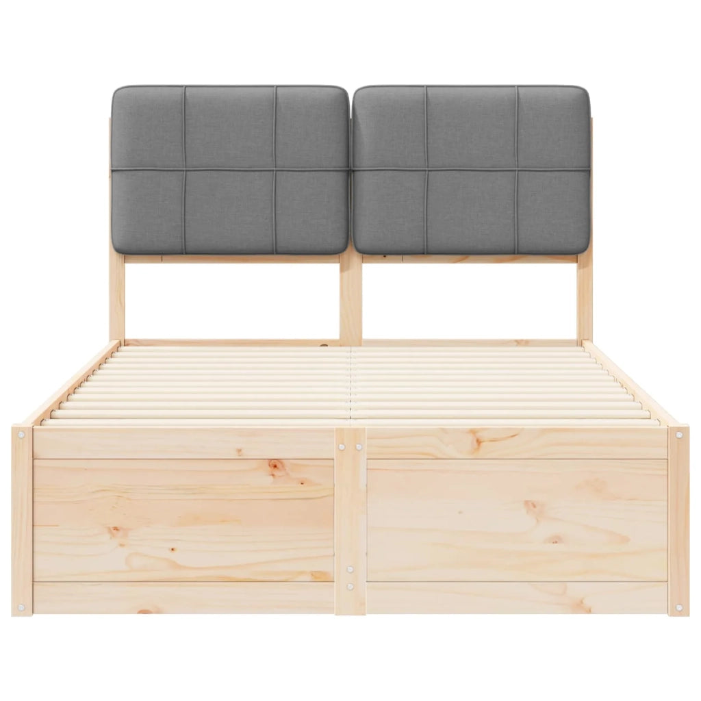 Letto con Testiera Rivestita Grigio chiaro 120 x 190 cm