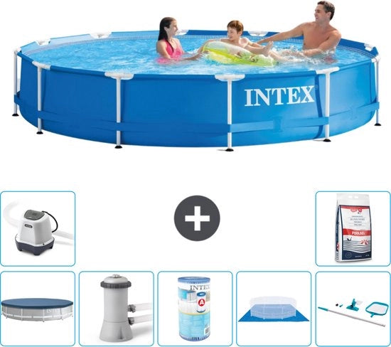 Piscina Rettangolare - 366 x 76 cm - Blu - Incluso Copertura - Pomp per Filtrazione - Filtro - Copertura del Fondale - Kit di Pulizia - Sistema di Salinità - Sale per Piscina