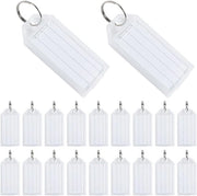 Etichette plastica per chiavi - Acqua resistente - Bianco - Rettangolare - Identificatori ID - Chiavi robuste - Catene - Etichette - Adatto per bagagli - Translucido - 50 pezzi