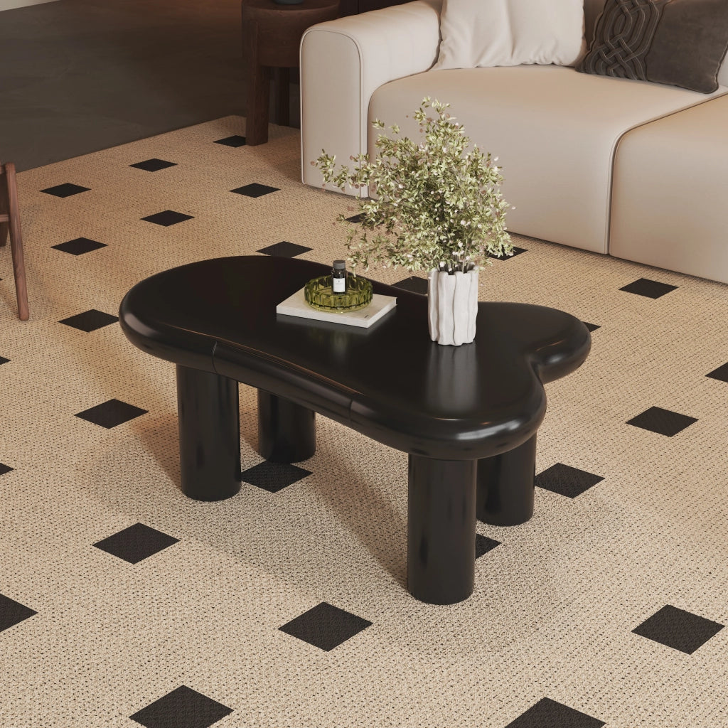 TAVOLINO da salotto a forma di nuvola 98 x 65,5 x 40 cm MDF nero con LED e cassetto