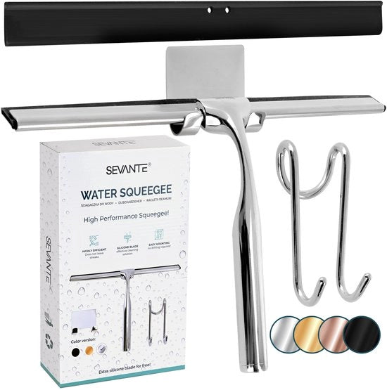Douchewisser da 24,5 cm - Wisser metallico con supporto - Accessori per la camera da bagno - Wisser per doccia, vetro e specchio - Wisser per doccia con supporto - Wisser metallico per doccia, vetro e specchio - Zinco