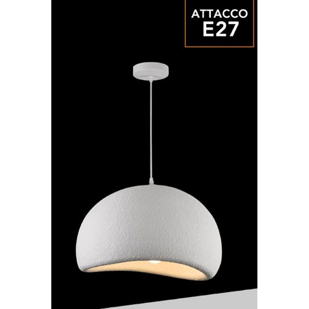 Trade Shop - Lampadario A Sospensione Soffitto Effetto Pietra Bianco ø40/50/60cm Attacco E27 Ip20 B16-b -    -60 Cm   -