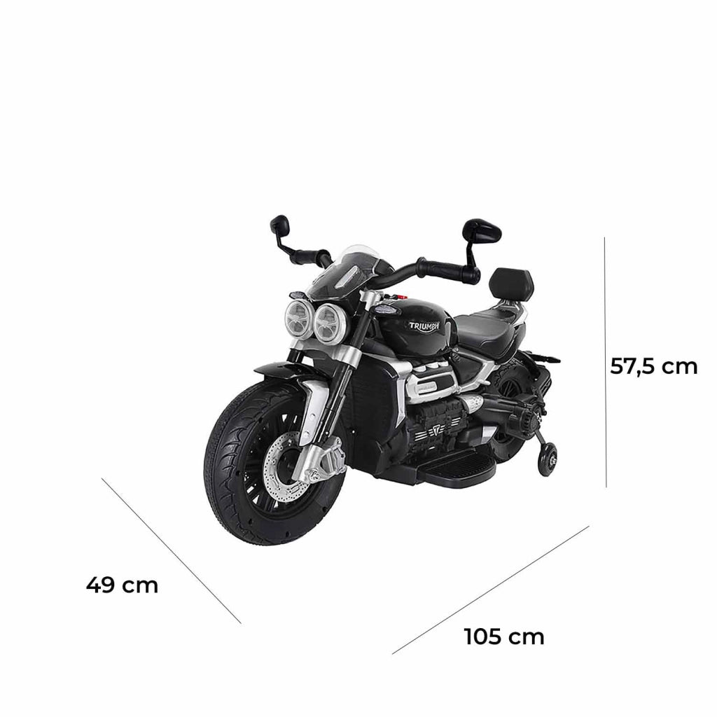 Moto Elettrica per Bambini 12V con Licenza Triumph Rocket 3GT Nera