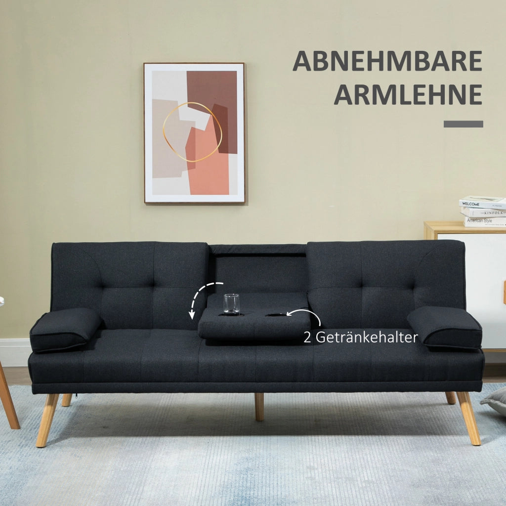 Divano letto ¨C zephmum ¨C 181x77x78 cm, nero, tessuto