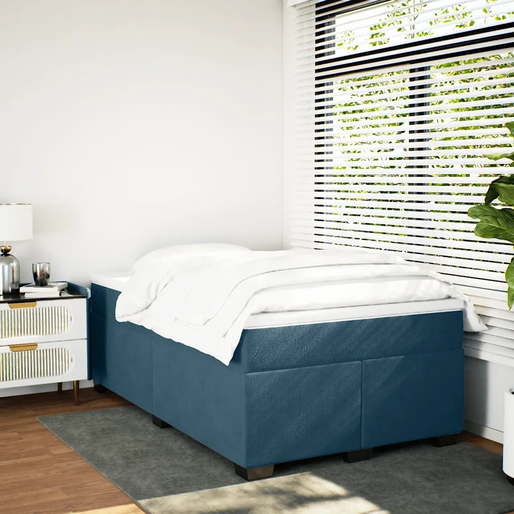Giroletto a Molle con Materasso Blu Scuro 120x190 cm in Velluto