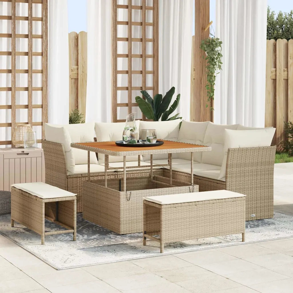 Set Divano da Giardino con cuscino 8 pcs beige e panna 3363426