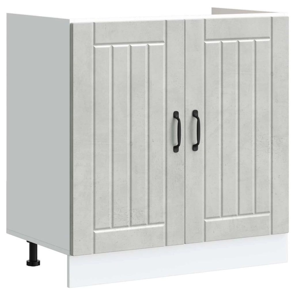 Mobiletto per lavabo Lucca 2 pz Grigio cemento 3315015