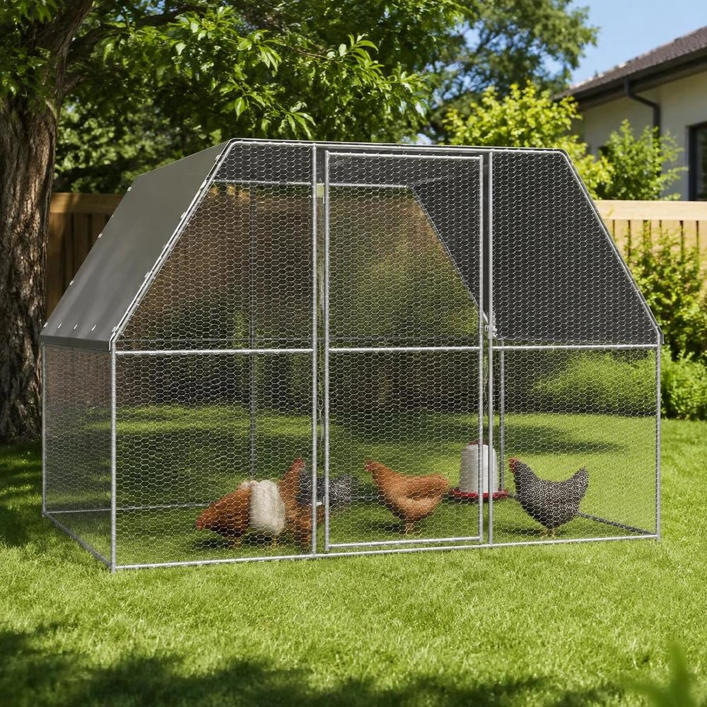 Chicken Cage, Silver And Grey, 3x2x2 M, Galvanized Steel