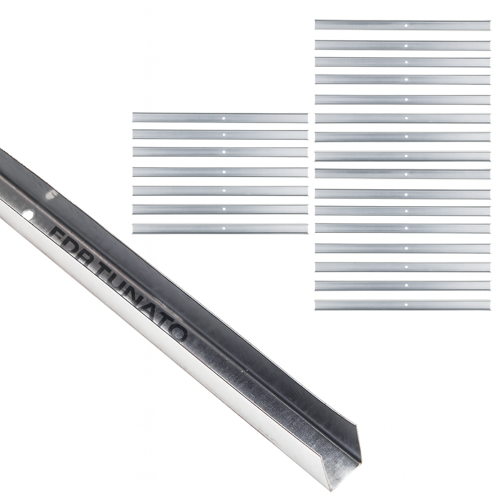 Guida u standard 2 m profilo preforato sp 0,6 mm fissaggio cartongesso 24 pezzi *** misure 40 x 50 x 40 mm, confezione 1