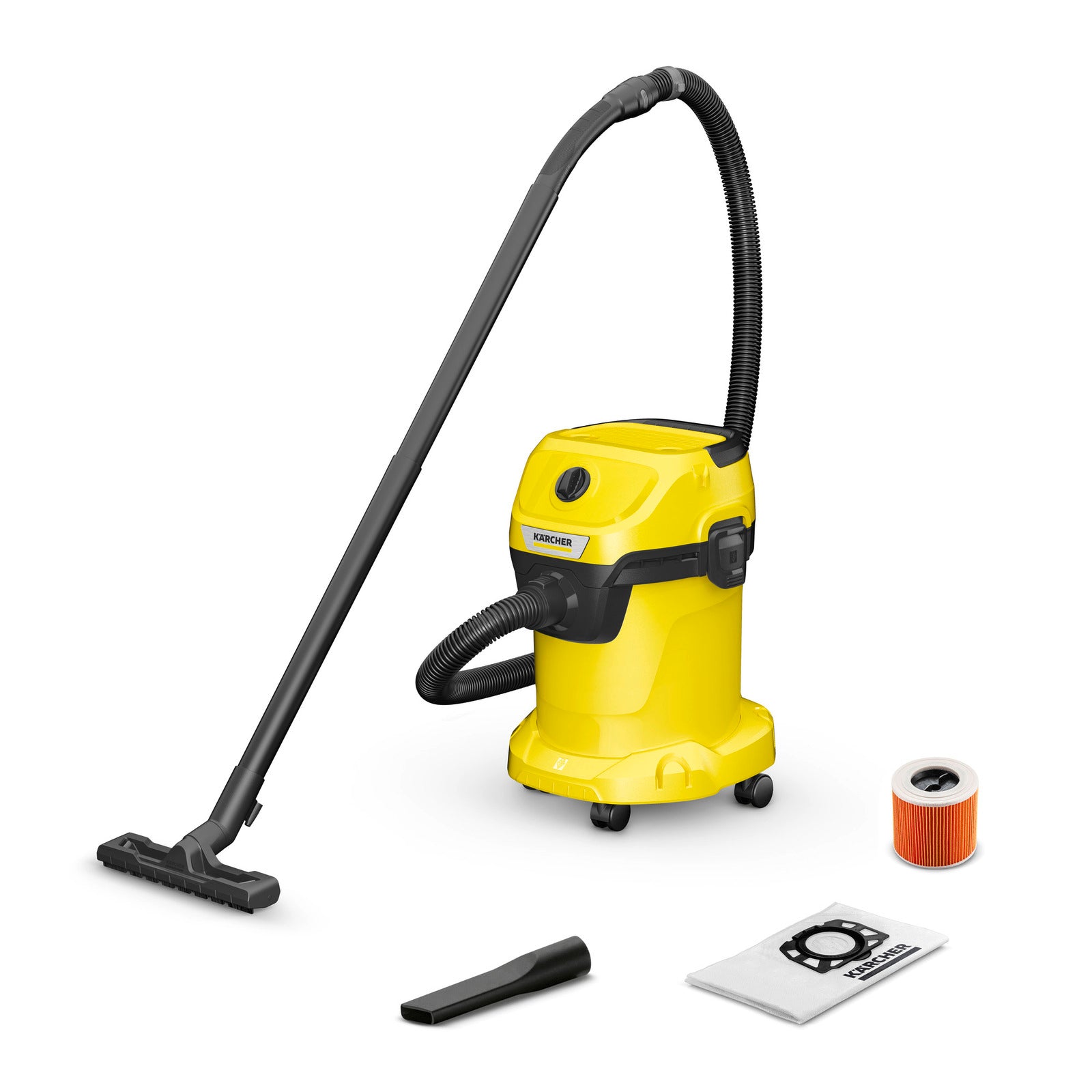 KARCHER Bidone aspiratutto solido liquidi WD 3 V-17/4/20 - Potenza allacciata: 1000 W - Capacità vano raccolta: 17 l - Materiale vano di raccolta: Plastica