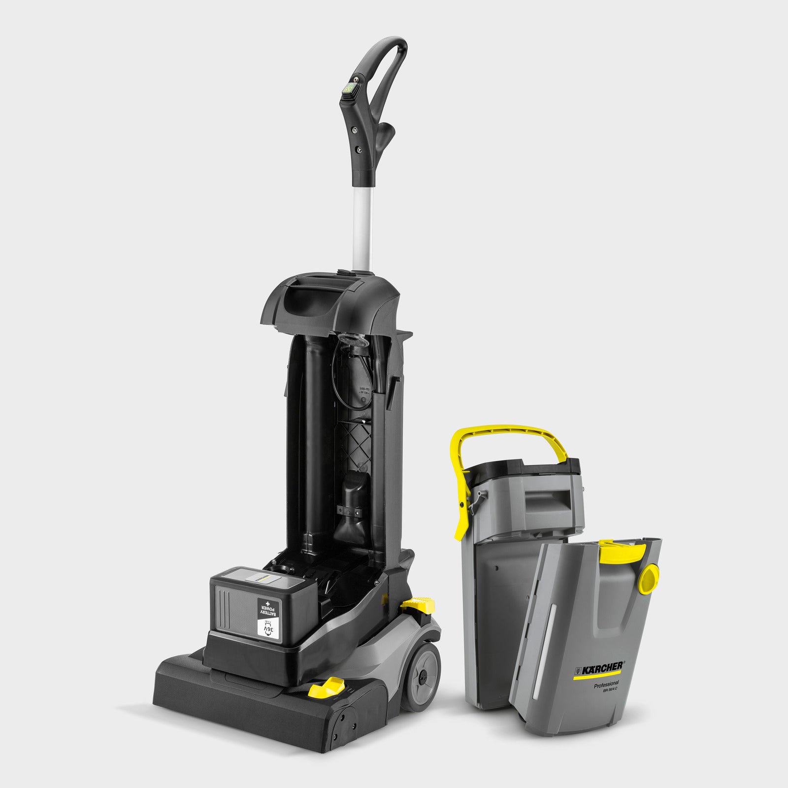 KARCHER Lavapavimenti professionale BR 30/4 C BP Pack - Guida di trazione: Avanzamento tramite rotazione della spazzola  - Ampiezza lavaggio: 300 mm - Ampiezza di lavoro, aspirazione: 300 mm