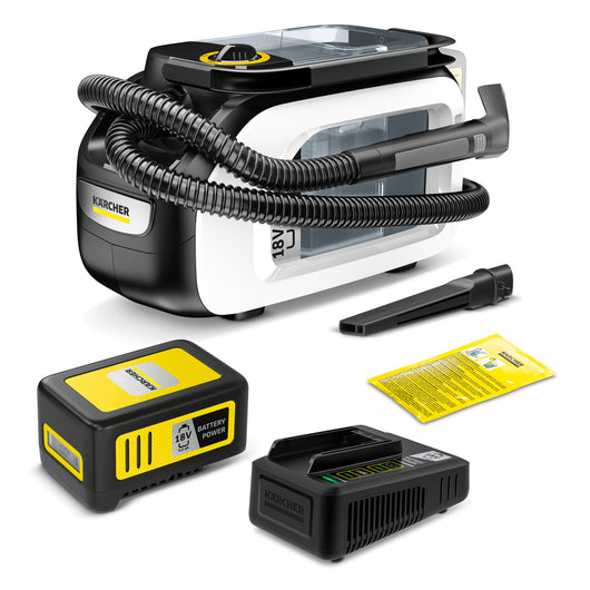 KARCHER Lavatappeti a batteria SE 3-18 Compact Home Battery Set - Piattaforma batteria: Piattaforma Battery Power+ 18 V  - Potenza assorbita: 184 W - Larghezza di lavoro: 75 mm