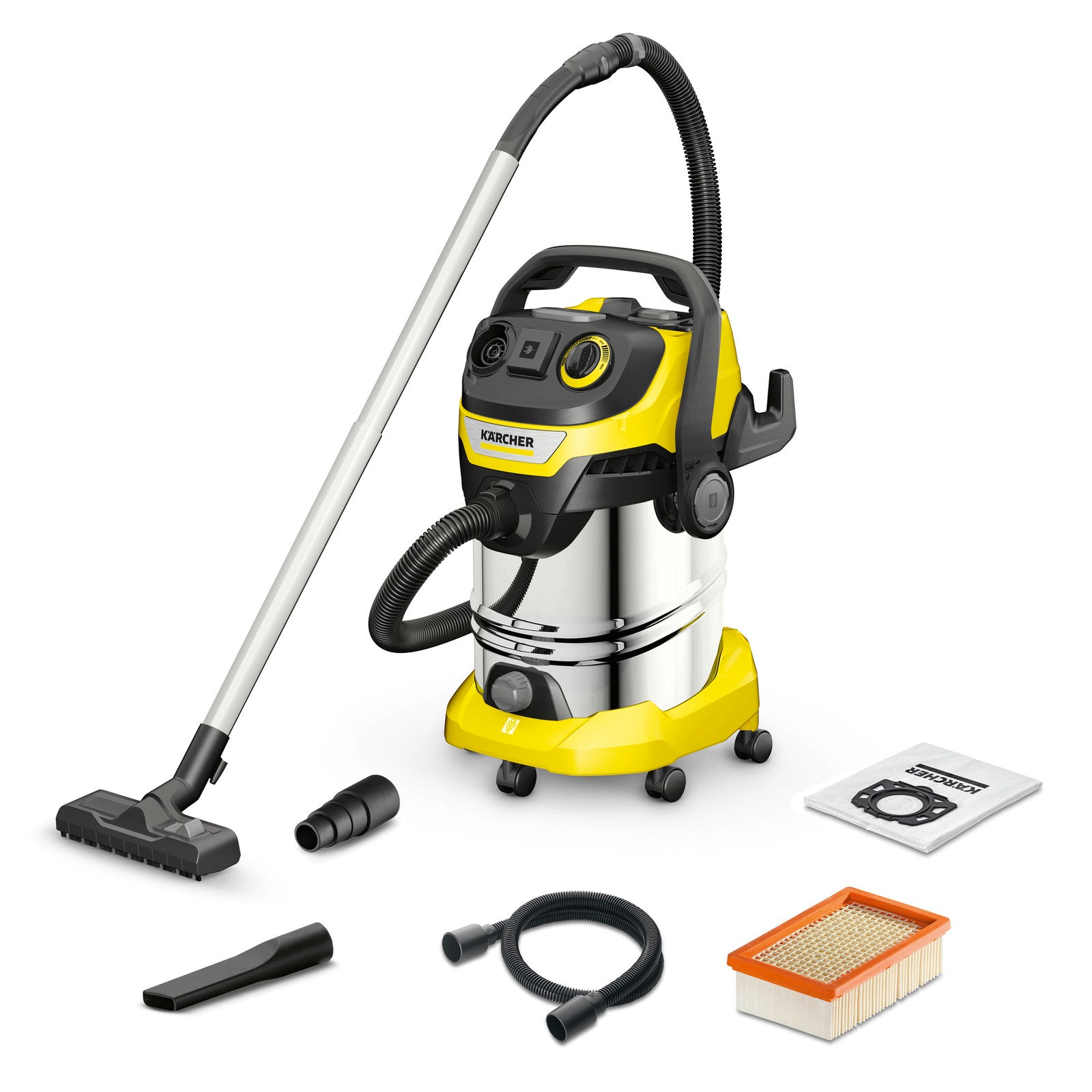 KARCHER Bidone aspiratutto solido liquidi WD 6 P S V-30/6/22/T - Potenza allacciata: 1300 W - Capacità vano raccolta: 30 l - Materiale vano di raccolta: Acciaio inox
