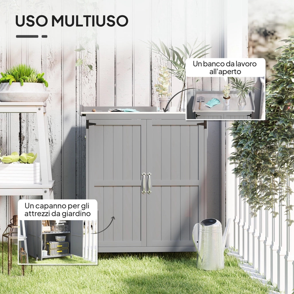 Capanno da Giardino ¨C zephmum ¨C Legno, Grigio, 2 Ante con Mensola