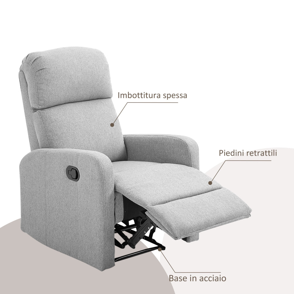Poltrona Reclinabile Relax con Poggiapiedi ¨C Zephmum ¨C Grigia 67x83x107 cm