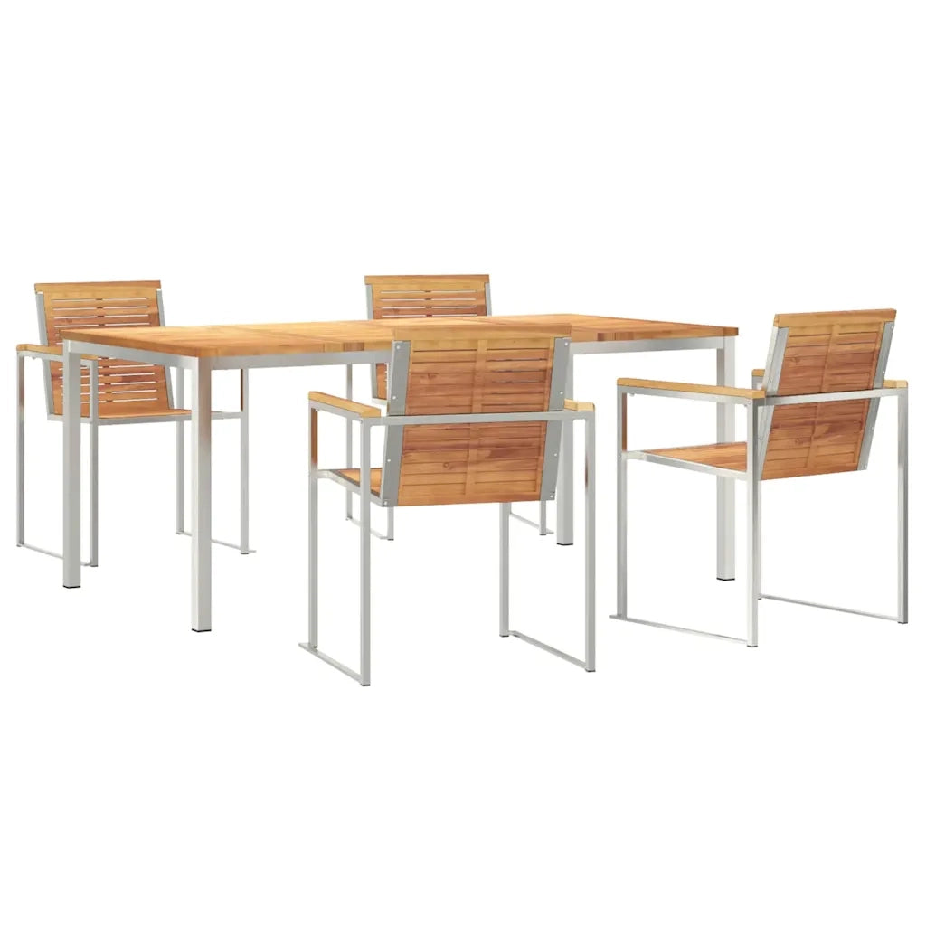 Set da Pranzo per Giardino 5 pcs Marrone Legno di teak solido 3334825