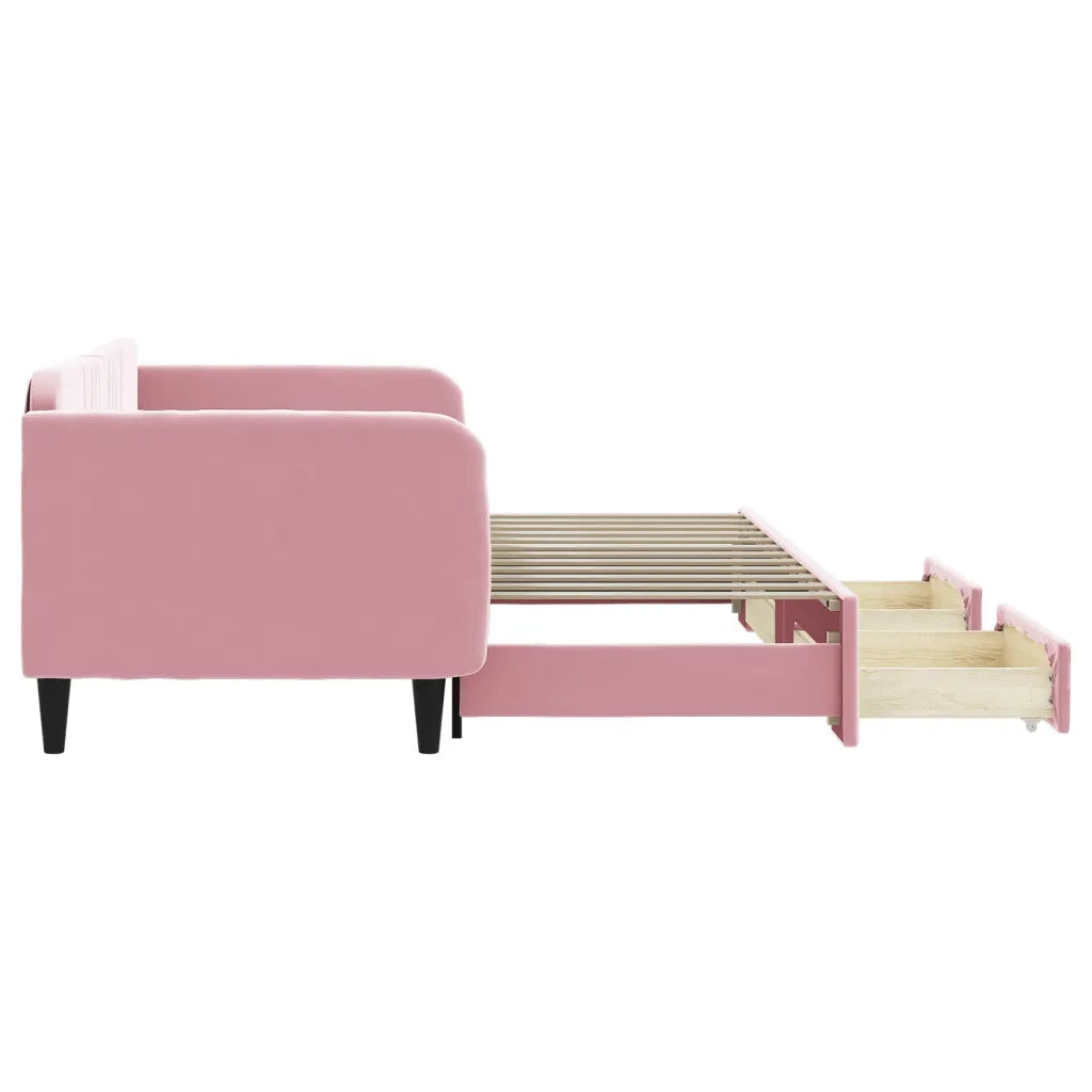 Divano Letto Estraibile con Cassetti Rosa 90x200 cm Velluto 3197114