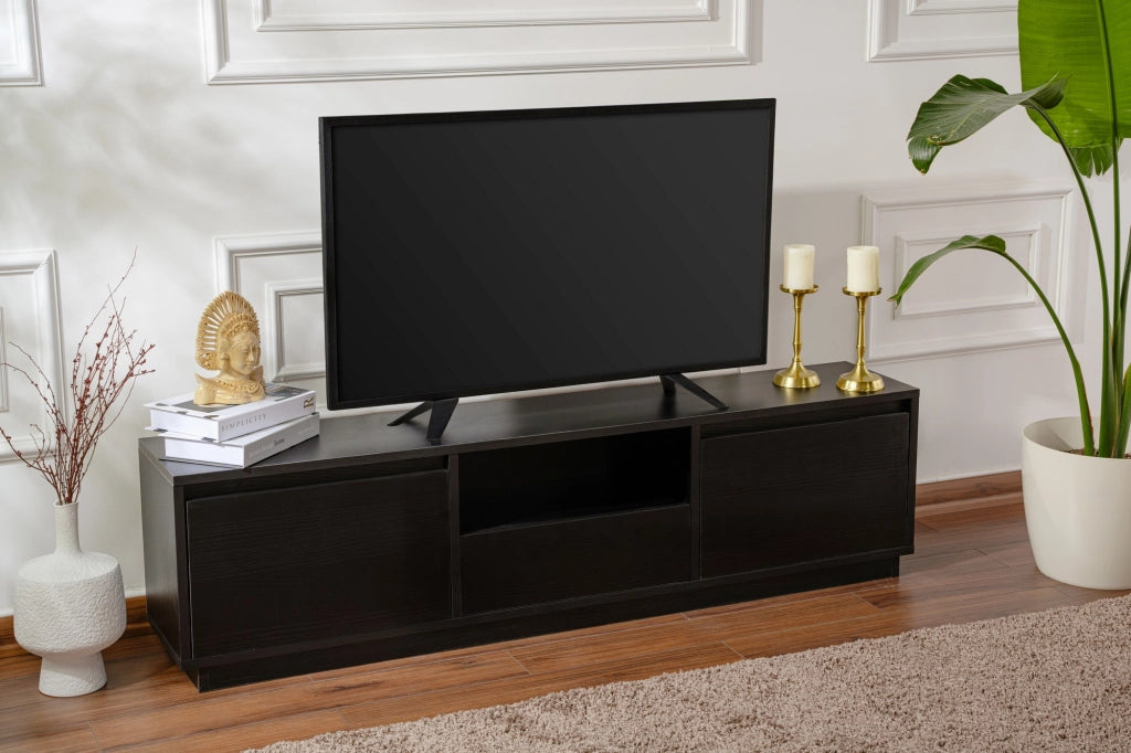 Porta TV in legno "Vanguard" 160 x 30 x 42 cm - Legno nero