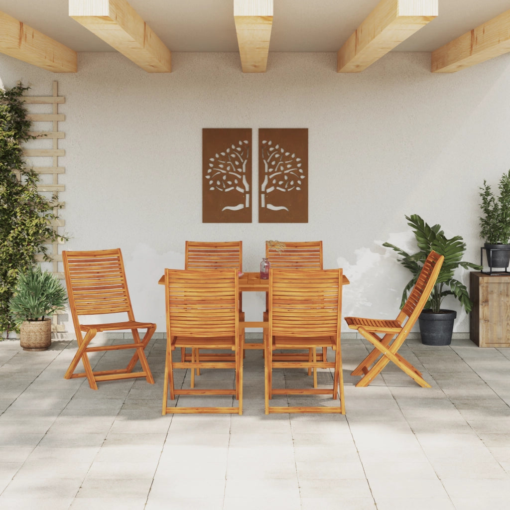 Set di Pranzo da Giardino 7 Pezzi in Legno Massello di Acacia