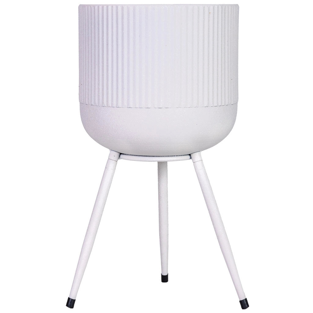 Fioriera con supporto in metallo bianco 25,5x25,5x48h cm