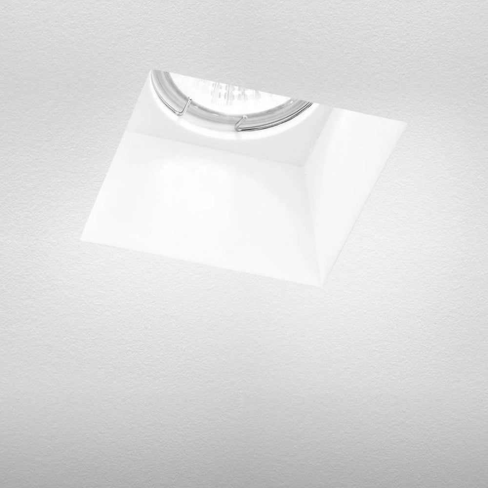 Porta faretto da incasso quadrato in gesso verniciabile con staffe attacco gu10