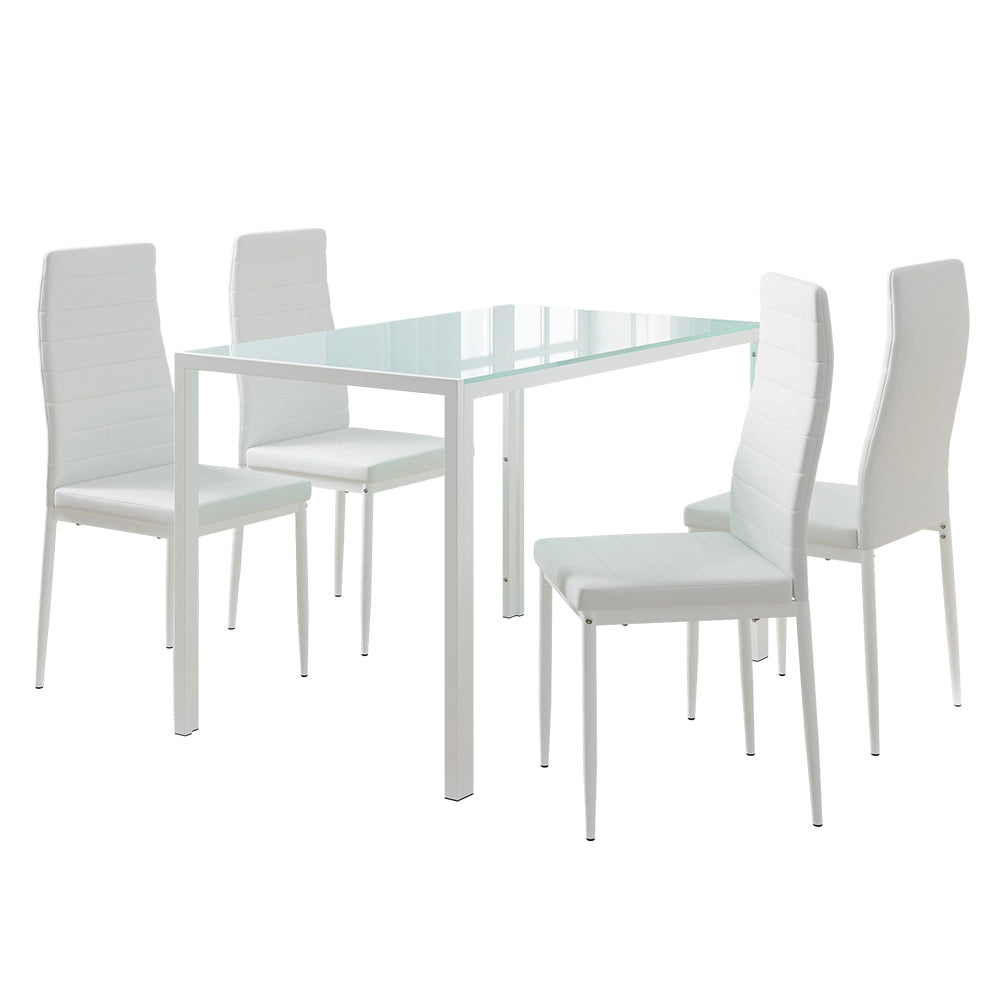 Vicco Set da pranzo Bianco 120 x 75 cm con 4 sedie