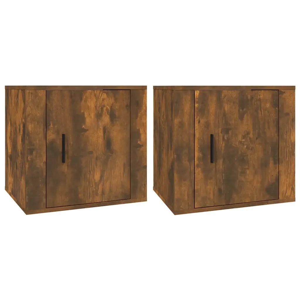 Comodini 2pz-Set di 2 Tavolino da notte Rovere Fumo 50x39x47 cm