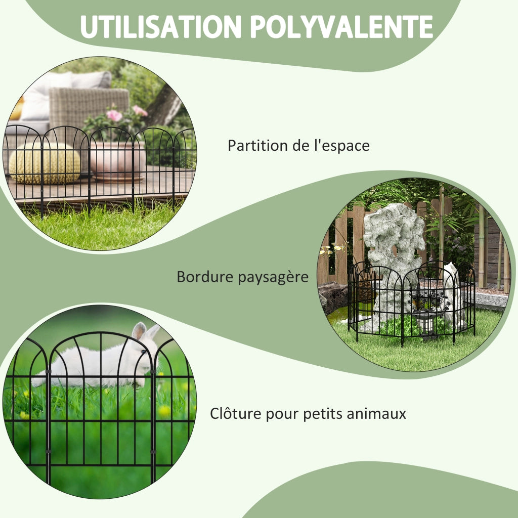 Recinzione da giardino decorativa ¨C zephmum ¨C metallo nero 264x61 cm