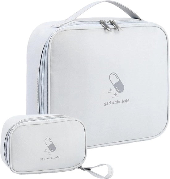 Due borse medicamentose portatili con organizzatore per pillole - grigio 12*9 Borsa medicamentosa per attività all'aperto sport casa campeggio escursioni