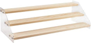 Display Stand a 3 Livelli in Legno - Dimensioni: 403x16x115cm - Stand per Tavolo in Legno - Display Stand con Vetrina in Acrilato - Organizzatore per Display a Scomparti - Sostegno per Tavolo da Ufficio o Casa - Display per Fiere Artigianali
