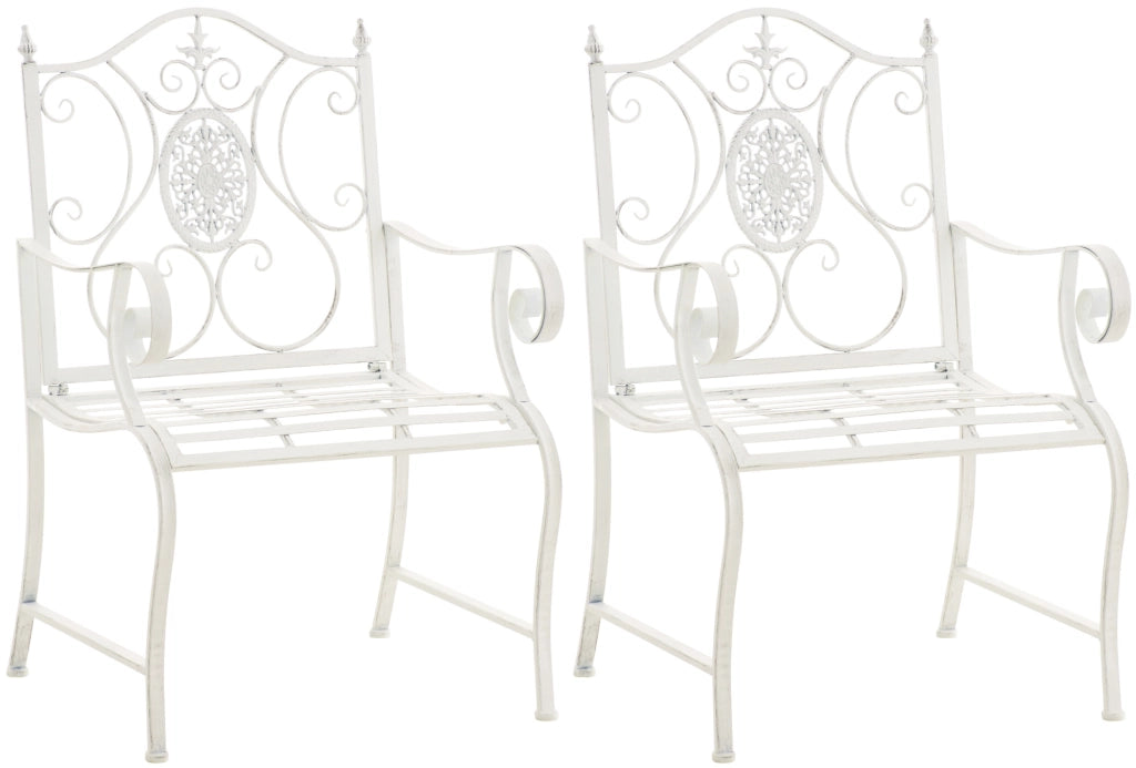 Set di 2 sedie da giardino Punjab con braccioli bianco antico