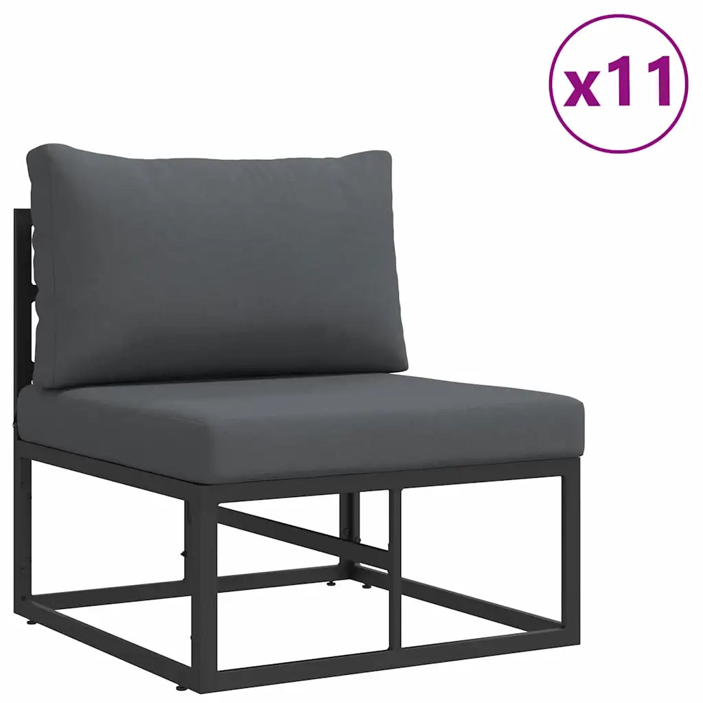 vidaXL Set Divano da Giardino con cuscino 14 pcs Nero Alluminio