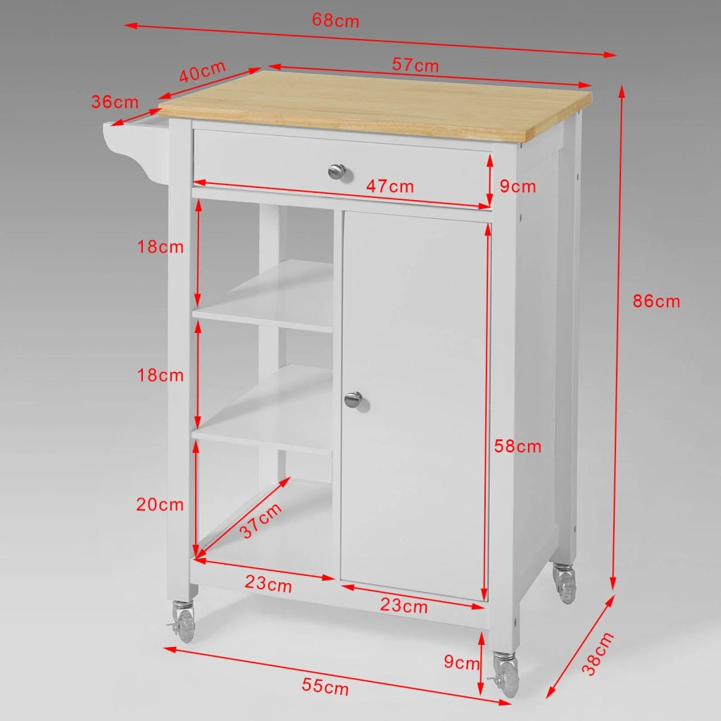 Carrello di servizio, Credenza in legno, mobile cucina, bianco, FKW46-WN