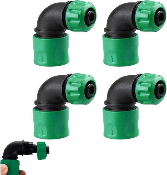 Adattatore di angolo per tubi di irrigazione - 4 pezzi - 90 gradi - Messing - Flessibilità di flusso d'acqua uniforme - Adatto per tubi di irrigazione - Fitting in rame