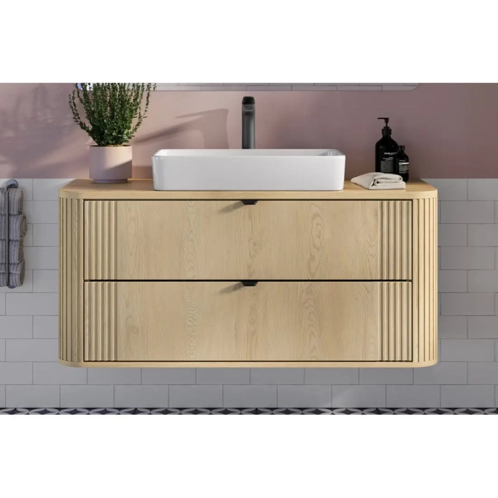 Set da bagno KORI: mobile sottolavabo 120cm + piano lavabo