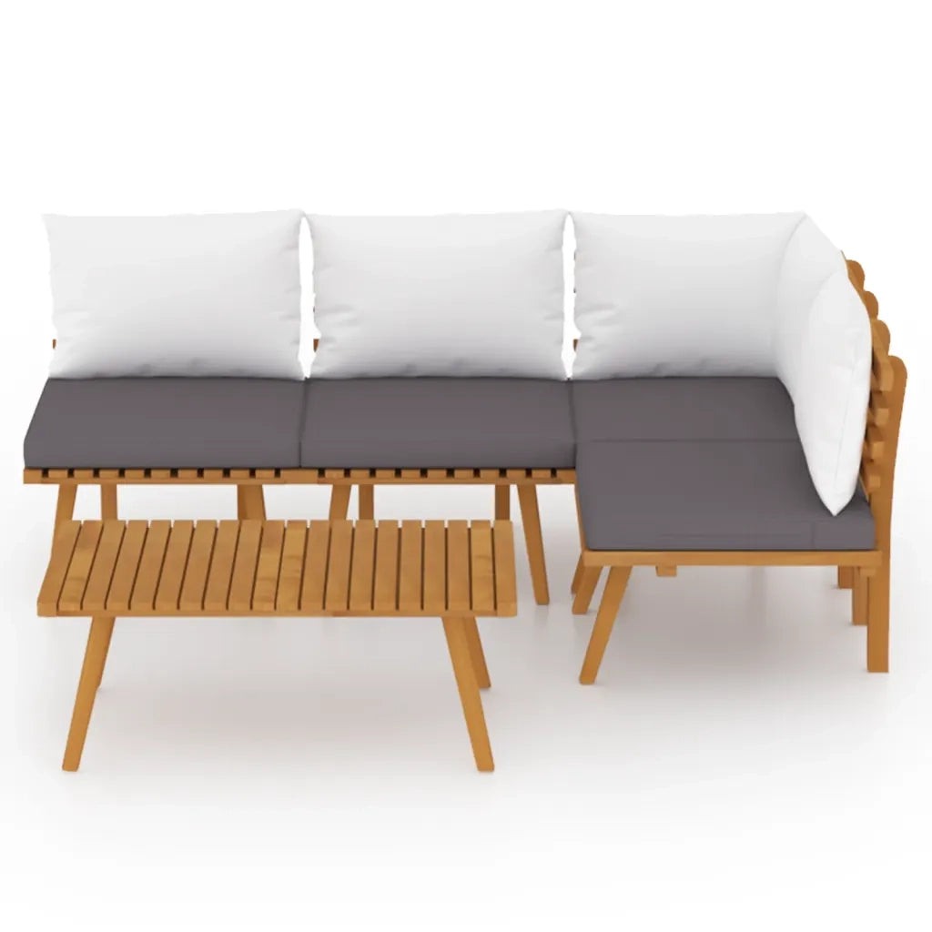 Set Divani da Giardino 5 pz con Cuscini in Massello di Acacia 3087028