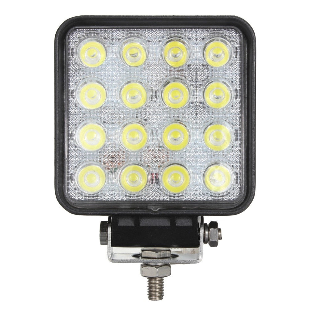 Trade Shop - Faro Supplementare Profondità 12v 16 Led 48w Auto Fuoristrada Quadrato 6000k -