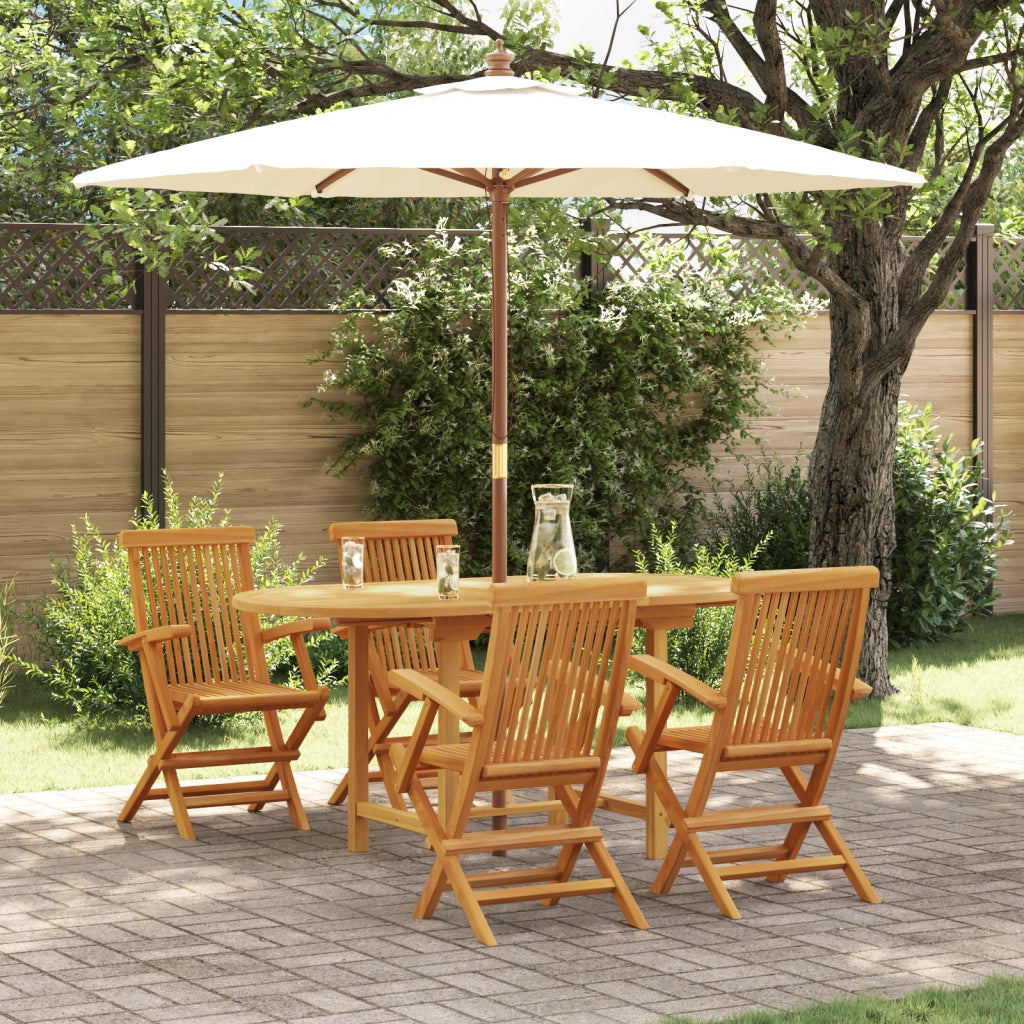 Set da pranzo da giardino 5 pezzi in legno massello di teak